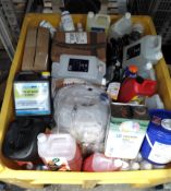 Assorted liquids and related items to include Turtle wax shampoo, floor maintainer, stainless steek,