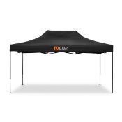 A Motea folding pavillion racing tent in black, size 3 x 4.5m, boxed. (A517715) (stock image)