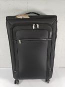 An as new American Tourister Crosstrack black and grey suitcase.