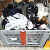 A quantity of assorted pre-owned clothing and related (stillage not included).