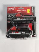 An as new Milwaukee red lithium CP3.0 battery twin pack to fit M18 tools.