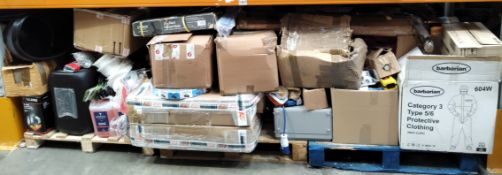 Three pallets of assorted commercial, industrial and related goods.