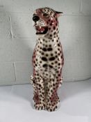 An as new Dogwood lifestyle 'Frenchie' large ceramic leopard statue, pink.