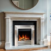 An as new Celsi Ultiflame Ultra FX Acero silver hearth inset electric fire (stock image).