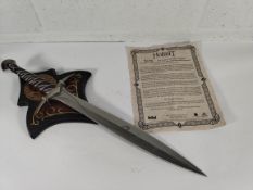 Lord of the Rings reproduction Sting The Sword of Bilbo Baggins with certificate and wall mount by U