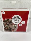 Thirty boxed as new GloBrite 20 LED Christmas Lights, 2m (Battery operated, warm white LED).