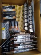 A quantity of assorted batteries to include Energizer D14, Duracell AA 40, Kodak AAA 18 (one box).