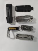 Four pre-owned Leatherman multitools to include Wave+ and Rebar (over 18s only).