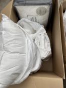 Tielle bedding and towels to include: an Emperor duvet, towel sets (x3), mattress protector and bed