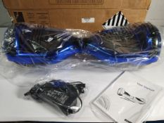 An unbranded hover board in blue.