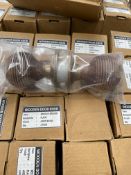 Forty as new Beehive-Brown wooden door knobs (pairs), aged brass finish, plain backplate.