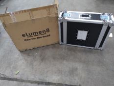 As new Elumen8 4U rack flight case ELUM343 exterior dimensions 70cm x 21cm x 52cm. One foot missing.