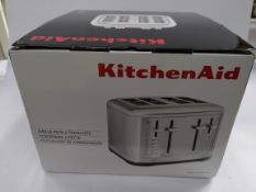 As new KitchenAid stainless steel manual control 4 slot toaster. UK adapter required.
