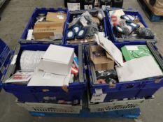 Ten crates of assorted goods including commercial, industrial, homeware and related (over 18s only).