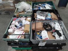 Fifteen crates of assorted goods including commercial, industrial, homeware and related (over 18s on