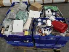 Ten crates of assorted goods including commercial, industrial, homeware and related (over 18s only).