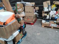 Two pallets of assorted commercial, industrial and related goods with one pallet of homeware and rel