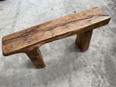 A Rustic Oak Beam Bench (90 x 20 x 45cm approximately).