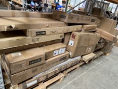 Assorted flatpack furniture and related.