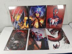 Six as new Displate size medium metal poster with themes to include Marvel, Transformers and others.