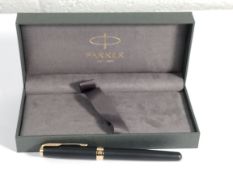 An as new Parker Sonnet Matte Black Lacquer GT Fountain Pen (1931516).