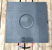 A Hiab outrigger recessed load spreader pad plate, size (H)59cm x (L)59cm x (D) 6cm.