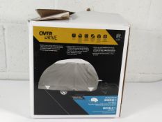 An as new Over Drive PolyPRO 3 teardrop trailer cover, Model 1, Grey/White (REF: 80-296-143101-RT, E