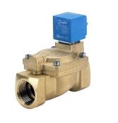 Five Danfoss EV220S compact servo-operated 2-2 way solenoid valves, boxed. (stock image)