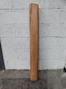 A rustic wooden mantle with 3x fixings (approximately 120cm x 15cm x 15cm).