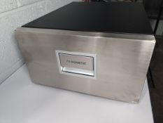 A Dometic Coolmatic CD30 under bench drawer fridge in silver (Please note: this item has some damage