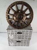 Two as new Rogue Alloy Rogue George satin bronze wheels, size: 16 x 6.5.