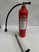 As new Hyperbaric Foam Fire Extinguisher with bracket and hose (STSN5000) (light transit damage).
