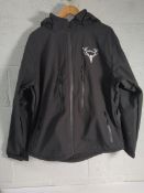 Two Team Whiskey black water repellent jackets, size large with detachable hood.