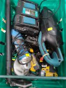 A quantity of pre-owned Power tools, battery and chargers to include Dewalt DCF885, Makita DC18RD.