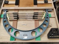 A pre-owned Mitutoyo 104-143A outside micrometer set.