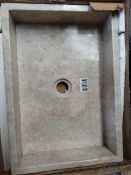 A pre-owned natural stone rectangle wash basin sink, size (L) 50cm x (W) 35cm x (D) 12cm.