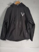 Two Team Whiskey black water repellent jackets, size large with detachable hood.