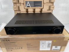 An Arcam A5+ Stereo Amplifier, black.