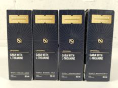 Four Quicksilver Scientific gaba + l-theanine food supplement, 50ml, boxed (expiry date 05/2026).