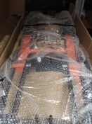 A boxed motorbike scissor lift ConStands mid-lift hydraulic jack 680kg in orange ,box unsealed (St