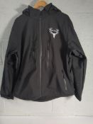 Two Team Whiskey black water repellent jackets, size large with detachable Hood.