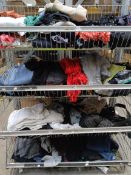 A quantity of assorted pre-owned clothing (four shelf basket not included).