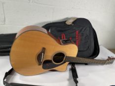 A pre-owned Yamaha FSX800C Electro-Acoustic Guitar, natural, with gig bag.