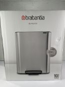 A boxed as new Brabantia Bo Pedal Bin 60ltr, matt steel, fingerprint proof.