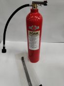 As new Hyperbaric Foam Fire Extinguisher with bracket and hose (STSN5000) (light transit damage).