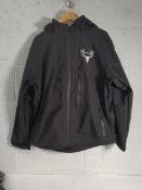 Two Team Whiskey black water repellent jackets, size large with detachable hood.