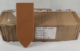 Two boxes of Cork Feather wall paneling for notice boards and sound reducing acoustics (40 per box).