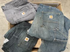 Eighteen pre-owned assorted Carhartt relaxed fit/wide leg jeans (various sizes).