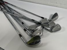 A set of pre-owned MIURA 501 CB forged irons RH, 5-PW + 51 and 57 (KBS Tour 90 shafts), along with a