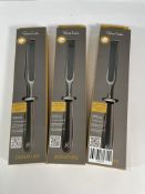 Three boxed as new Robert Welch Signature Carving Forks, 18cm.